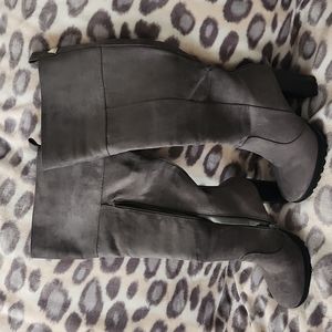 Grey heeled boots